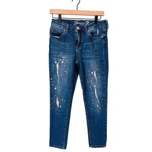 Seven7 Ankle Skinny Jeans, Size 6, Jeweled Distressed